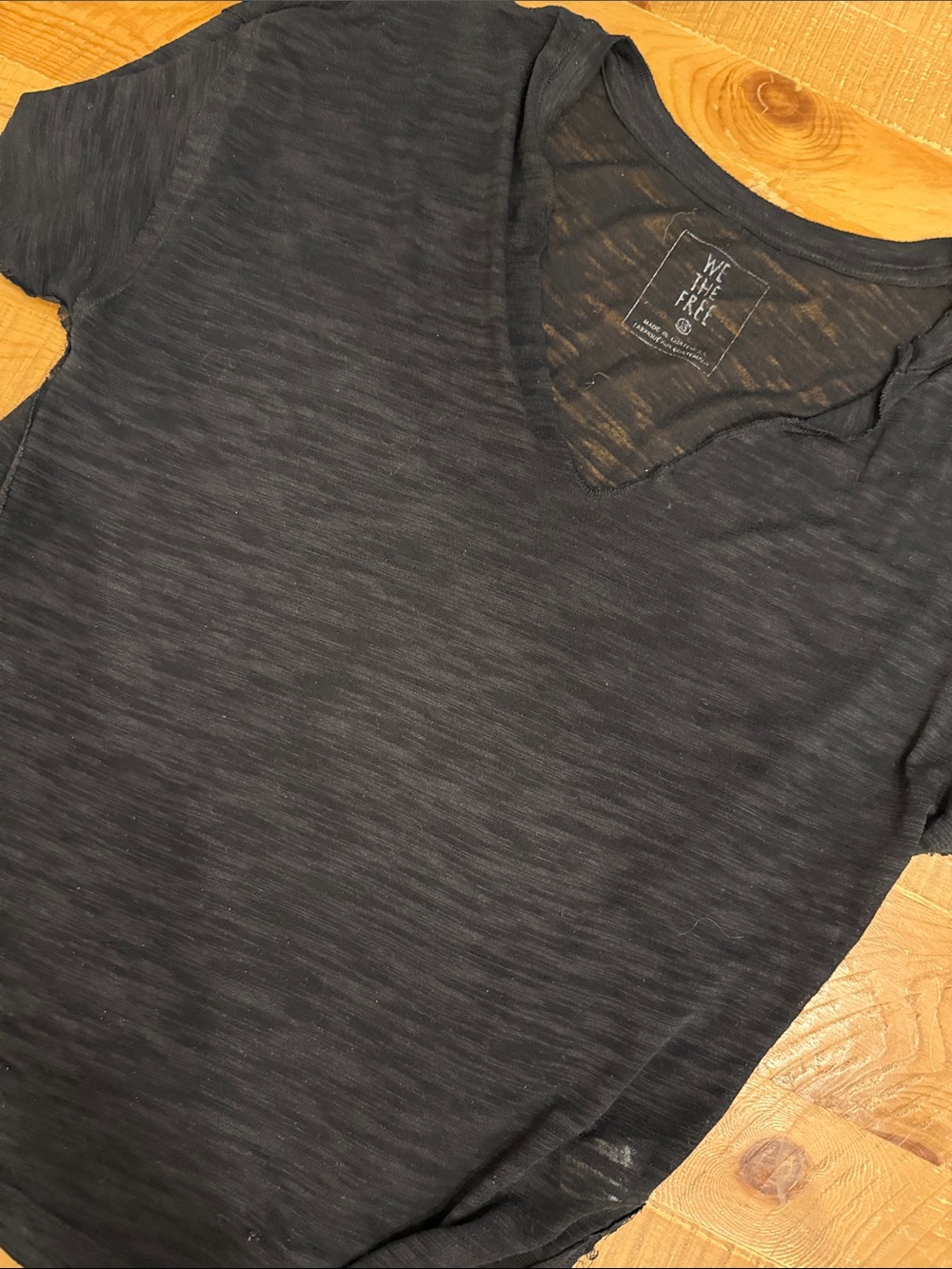 We The Free Black Slub V-Neck Tee